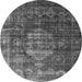 Round Machine Washable Oriental Gray Industrial Rug, wshurb2894gry