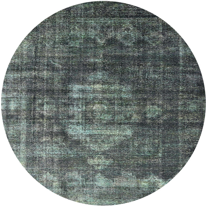 Round Machine Washable Industrial Modern Gunmetal Gray Rug, wshurb2894