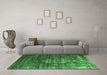 Machine Washable Oriental Emerald Green Industrial Area Rugs in a Living Room,, wshurb2894emgrn