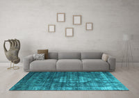 Machine Washable Oriental Light Blue Industrial Rug, wshurb2894lblu