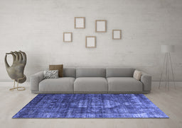 Machine Washable Oriental Blue Industrial Rug in a Living Room, wshurb2894blu