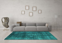 Machine Washable Oriental Turquoise Industrial Rug, wshurb2895turq