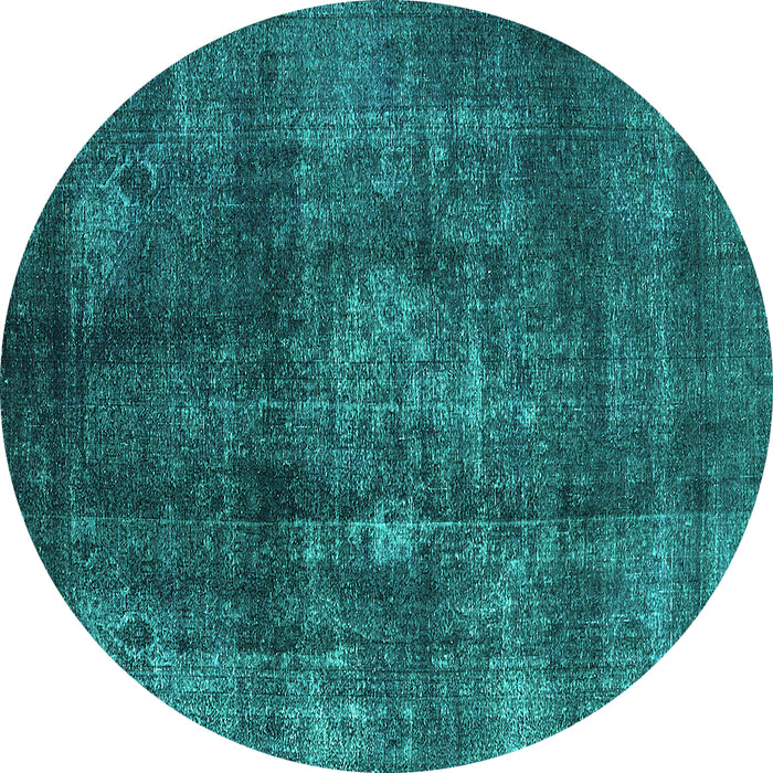 Round Machine Washable Oriental Turquoise Industrial Area Rugs, wshurb2895turq