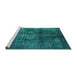 Sideview of Machine Washable Oriental Turquoise Industrial Area Rugs, wshurb2895turq