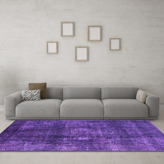 Machine Washable Oriental Purple Industrial Area Rugs in a Living Room, wshurb2895pur