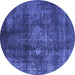 Round Oriental Blue Industrial Rug, urb2895blu