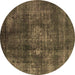 Round Oriental Brown Industrial Rug, urb2895brn