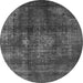 Round Oriental Gray Industrial Rug, urb2895gry