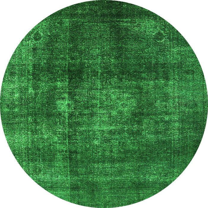 Round Oriental Green Industrial Rug, urb2895grn