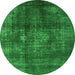 Round Oriental Green Industrial Rug, urb2895grn