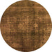 Round Machine Washable Oriental Orange Industrial Area Rugs, wshurb2895org