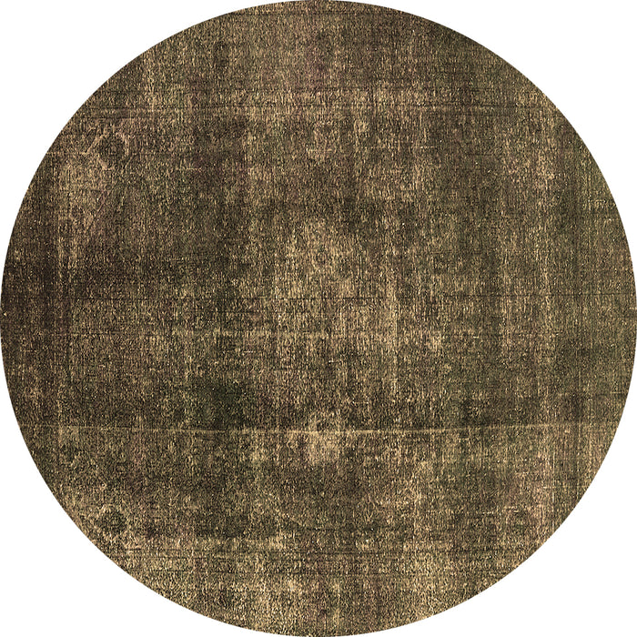 Round Machine Washable Oriental Brown Industrial Rug, wshurb2895brn