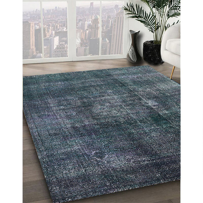 Machine Washable Industrial Modern Dark Blue Grey Blue Rug in a Family Room, wshurb2895