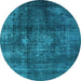 Round Oriental Light Blue Industrial Rug, urb2895lblu