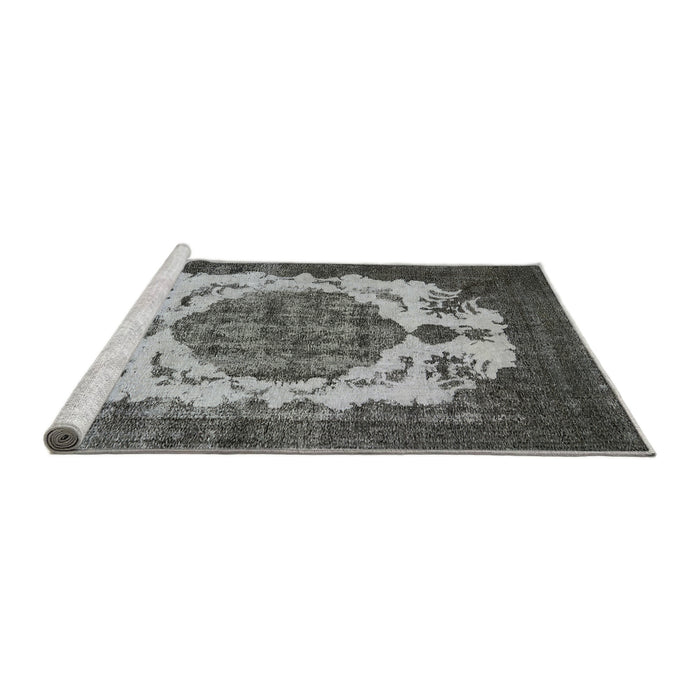 Sideview of Machine Washable Industrial Modern Western Charcoal Gray Rug, wshurb2896
