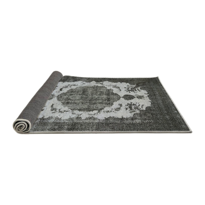 Sideview of Mid-Century Modern Charcoal Gray Oriental Rug, urb2896