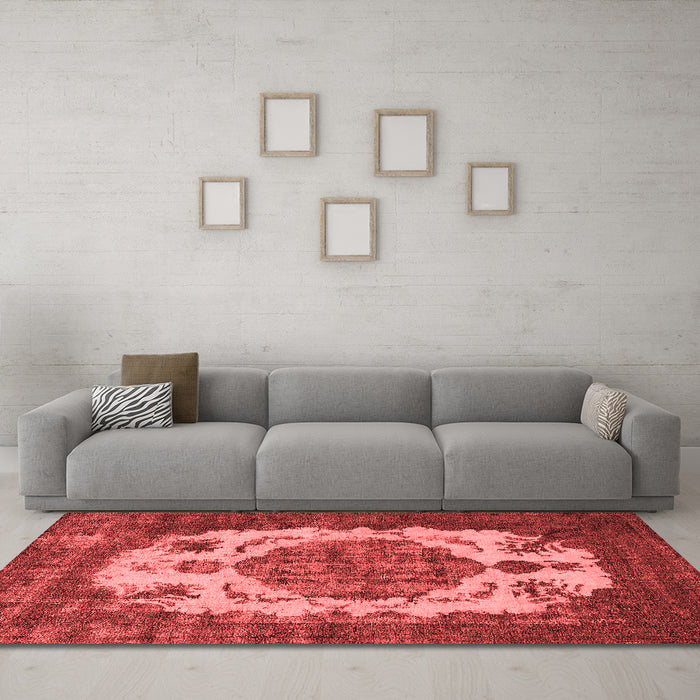 Industrial Red Washable Rugs
