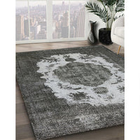 Mid-Century Modern Charcoal Gray Oriental Rug, urb2896