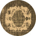 Round Oriental Brown Industrial Rug, urb2896brn