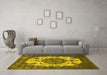 Machine Washable Oriental Yellow Industrial Rug in a Living Room, wshurb2896yw