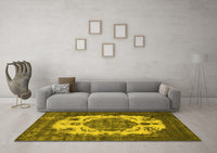 Machine Washable Oriental Yellow Industrial Rug, wshurb2896yw