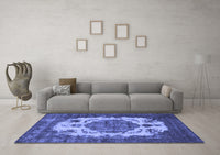 Machine Washable Oriental Blue Industrial Rug, wshurb2896blu