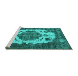 Sideview of Machine Washable Oriental Turquoise Industrial Area Rugs, wshurb2896turq
