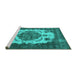 Sideview of Machine Washable Oriental Turquoise Industrial Area Rugs, wshurb2896turq