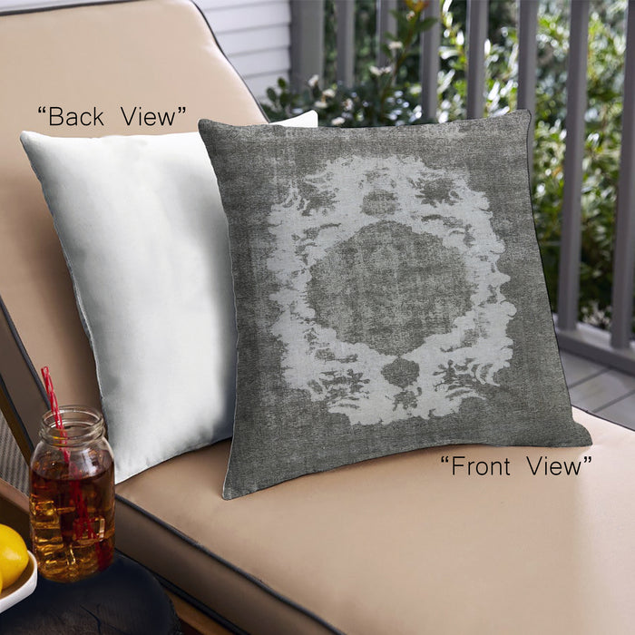 Front View of Mid-Century Modern Urban Square Western Charcoal Gray Throw Pillow, 18 inch by 18 inch, pwurb2896