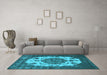 Machine Washable Oriental Light Blue Industrial Rug in a Living Room, wshurb2896lblu