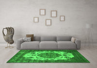 Machine Washable Oriental Green Industrial Rug, wshurb2896grn