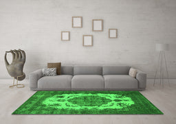 Machine Washable Oriental Green Industrial Area Rugs in a Living Room,, wshurb2896grn