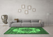 Machine Washable Oriental Emerald Green Industrial Area Rugs in a Living Room,, wshurb2896emgrn