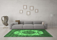 Machine Washable Oriental Emerald Green Industrial Rug, wshurb2896emgrn