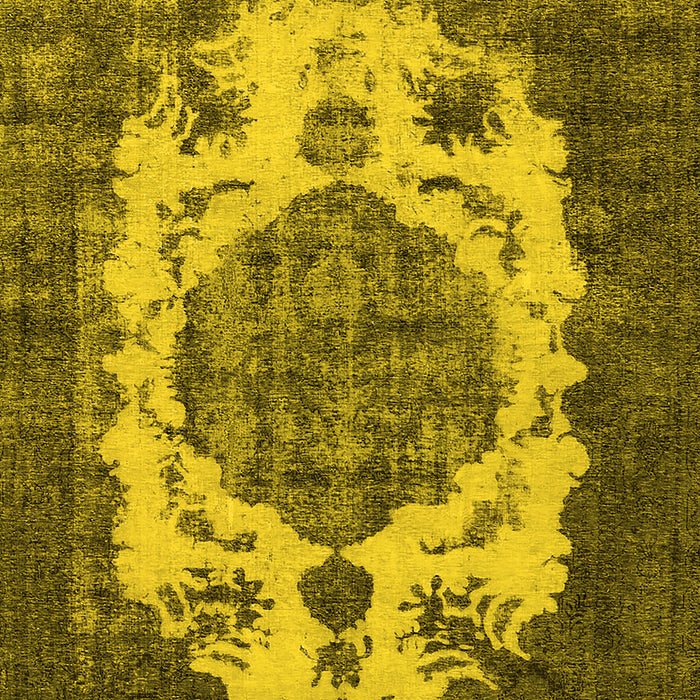 Machine Washable Oriental Yellow Industrial Rug, wshurb2896yw