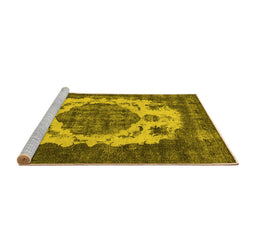 Sideview of Machine Washable Oriental Yellow Industrial Rug, wshurb2896yw