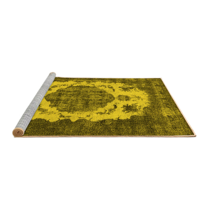 Sideview of Machine Washable Oriental Yellow Industrial Rug, wshurb2896yw