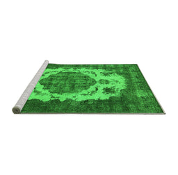 Sideview of Machine Washable Oriental Green Industrial Area Rugs, wshurb2896grn