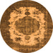 Round Machine Washable Oriental Orange Industrial Area Rugs, wshurb2896org