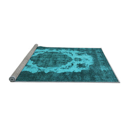 Sideview of Machine Washable Oriental Light Blue Industrial Rug, wshurb2896lblu