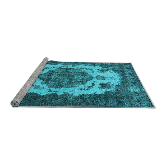 Sideview of Machine Washable Oriental Light Blue Industrial Rug, wshurb2896lblu