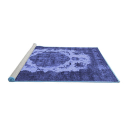 Sideview of Machine Washable Oriental Blue Industrial Rug, wshurb2896blu