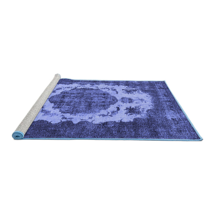 Sideview of Machine Washable Oriental Blue Industrial Rug, wshurb2896blu
