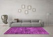 Machine Washable Oriental Pink Industrial Rug in a Living Room, wshurb2897pnk