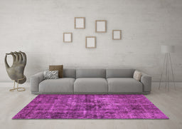 Machine Washable Oriental Pink Industrial Rug in a Living Room, wshurb2897pnk