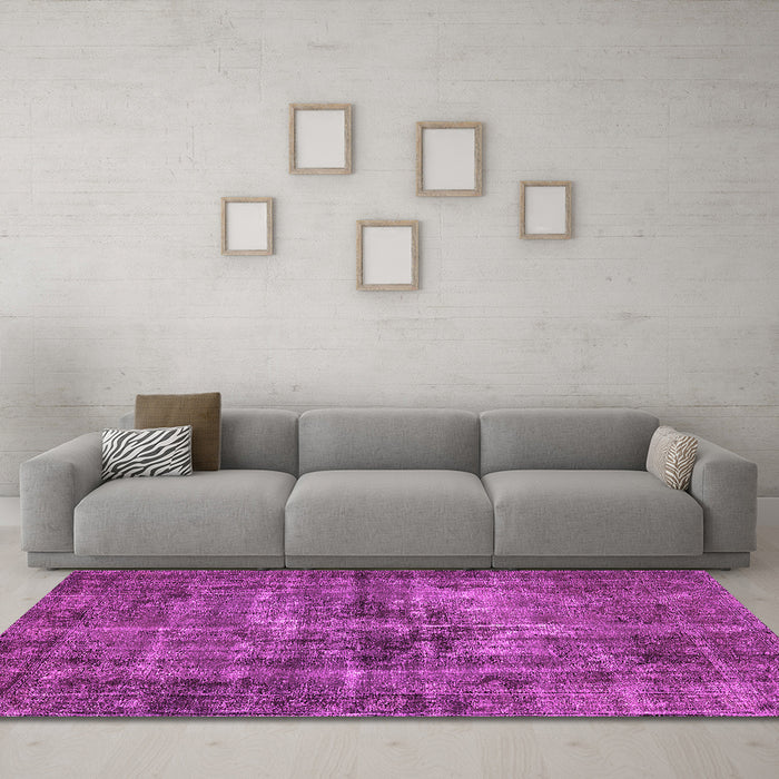 Machine Washable Oriental Pink Industrial Rug in a Living Room, wshurb2897pnk