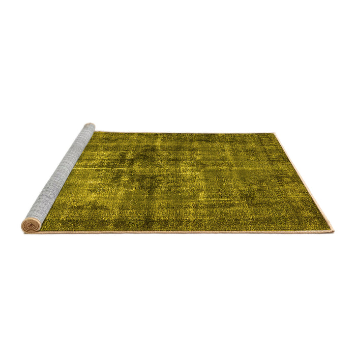 Sideview of Machine Washable Oriental Yellow Industrial Rug, wshurb2897yw