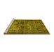 Sideview of Machine Washable Oriental Yellow Industrial Rug, wshurb2897yw