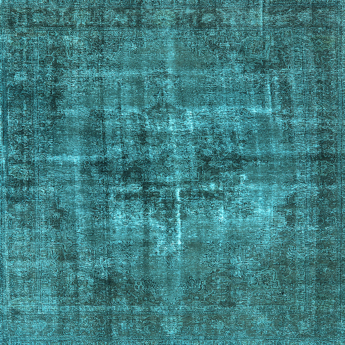 Square Machine Washable Oriental Light Blue Industrial Rug, wshurb2897lblu