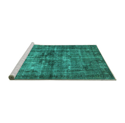 Sideview of Machine Washable Oriental Turquoise Industrial Area Rugs, wshurb2897turq